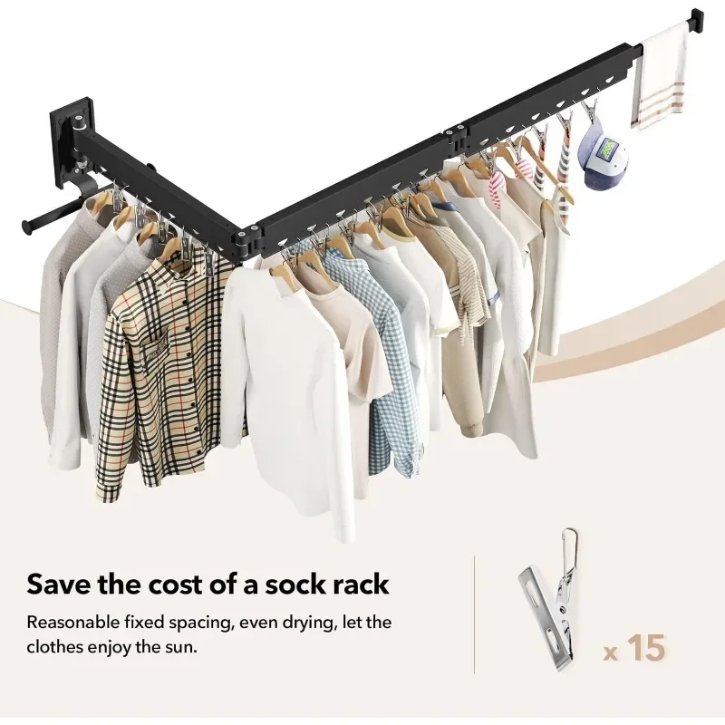 Wall Mounted Clothes Hanger,Clothes Drying Rack,Laundry Drying Rack,Clothes Rack,Laundry Rack Wall Mount 4