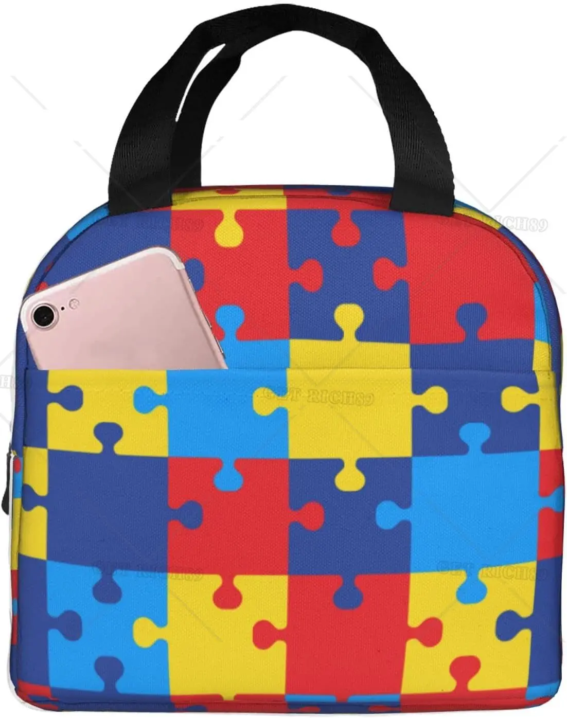

Autism Awareness Colorful Puzzles Portable Lunch Box for Women Insulated Lunch Bag Food Container Storage Boxes Waterproof