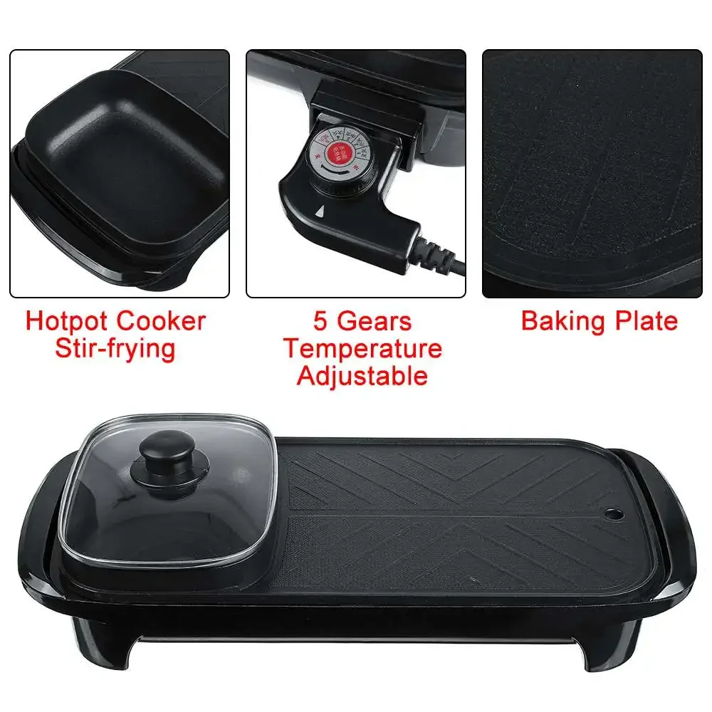 2 In 1 Multi-Function Non-stick Smokeless Nonstick Electric Barbecue Machine hotplate Teppanyaki Grilled Meat Pan BBQ 4