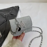 Star Design Women's Small Square Shoulder Bag Y2k Portable Ladies Chain Crossbody Bags Simple Female Handbags Clutch Purse