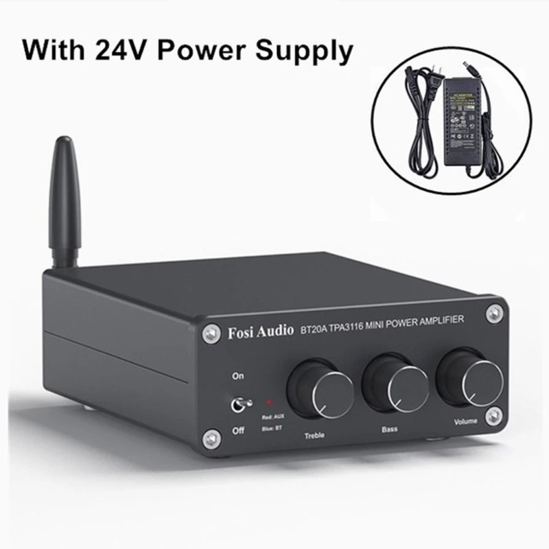 

BT20A Receiver Amplifier Mini Class D Amp Bass Treble Control Sound Power Amplifier for Home Theater Speakers