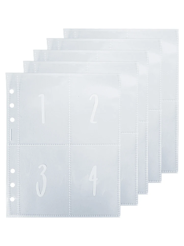 25sheets Multifunctional For A5 Loose Leaf Portable Photo 6 Ring Hole Practical Document School Cash Binder Pocket Clear Lattice