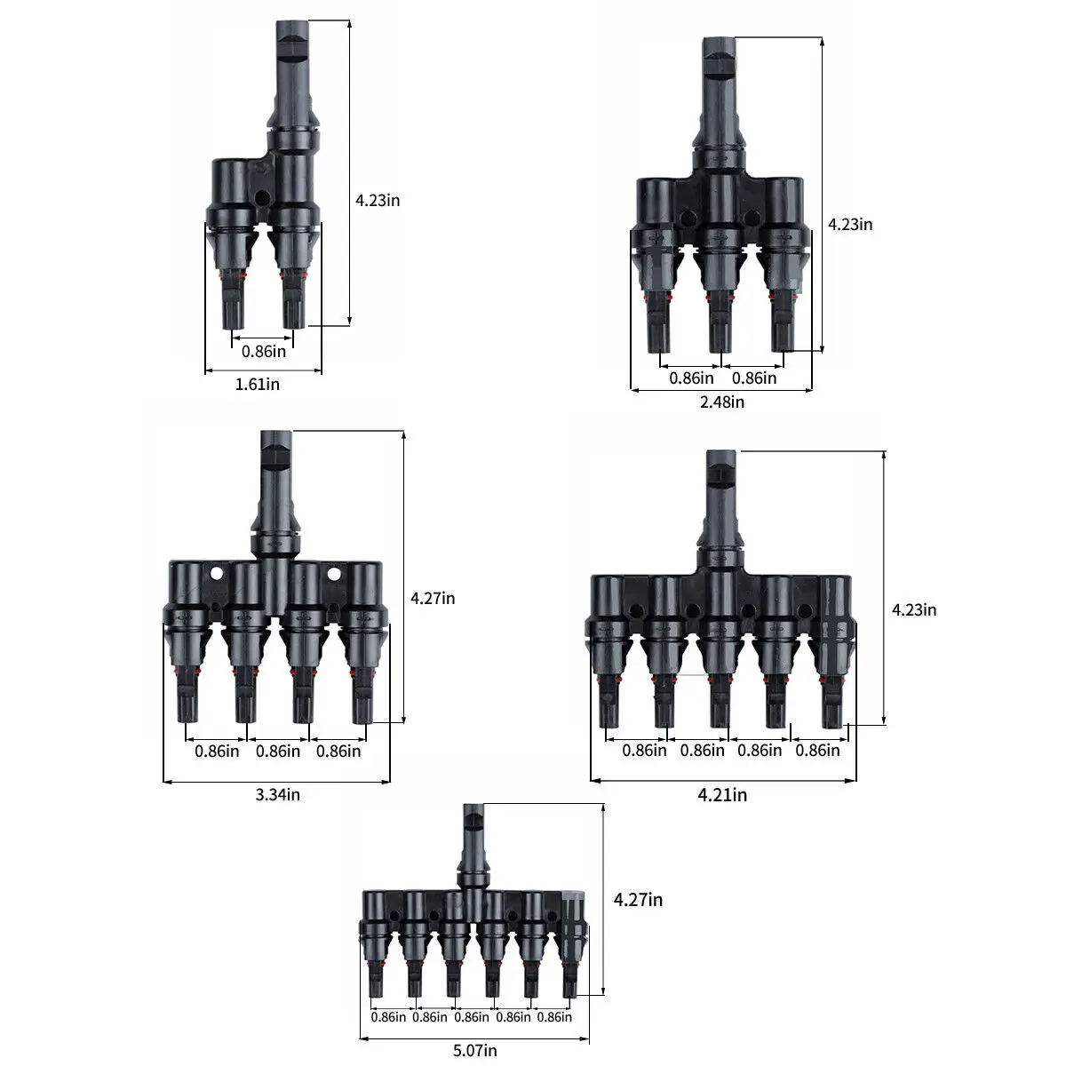 High-Performance Dual-Sided PV Solar Cable Connectors - 30A 1000V Photovoltaic Panel Wire Adapter Pair