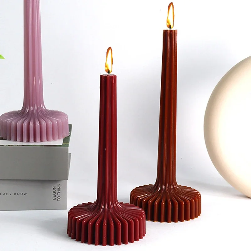 Elegant 3D Vase-Shaped Candle Mold for DIY Striped Column Candles - Home Decoration Tool