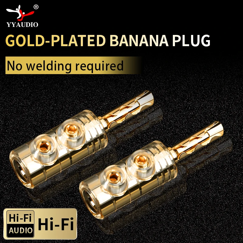 

8Pcs HiFi Audio Adapter Copper Gold Plated Banana Plug Amplifier Speaker Cable Connector for AMP CD Player Speaker