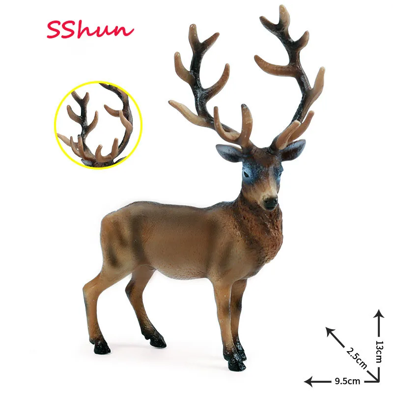 

9.5*2.5*13CM Simulation wild animal model toys Christmas European elk male red deer static ornaments children toys