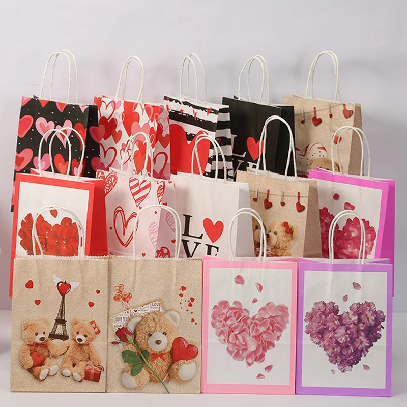 

12/24/36pcs Multifunction Soft Color Kraft Paper Bag Festival DIY Gift Bag Shopping Packing Bags Wedding Party Supplies