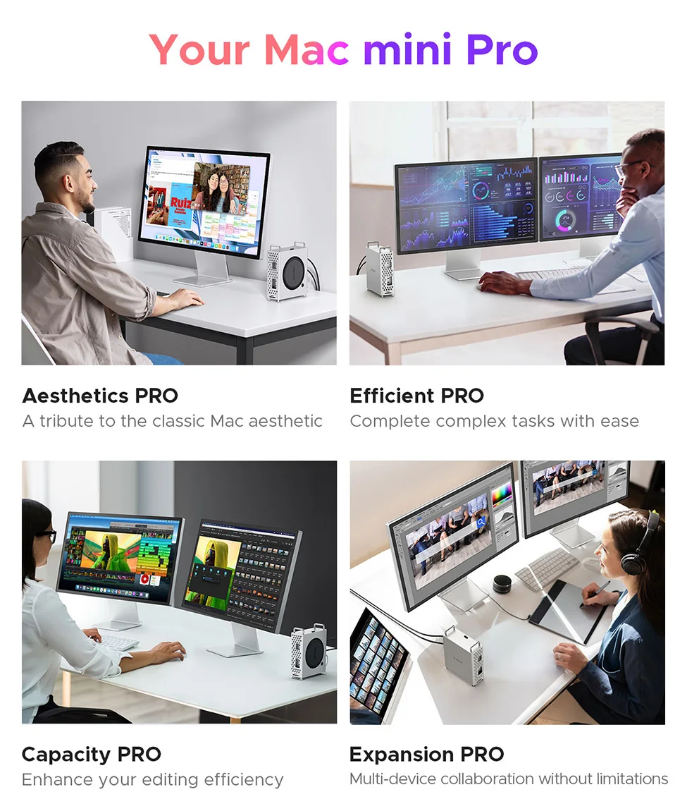 오리코 허브 USB A 도킹 스테이션 10Gbps M.2 NVMe SSD 외장 하드 드라이브 케이스 SD/TF 3.0 타입 C 확장 스탠드 (맥 미니 M4용)