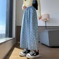 Colorful Large Size Denim Jeans Women Loose Slim Nine Points Harlan Washed Old Style Capri Pants Trendy Women's Clothing