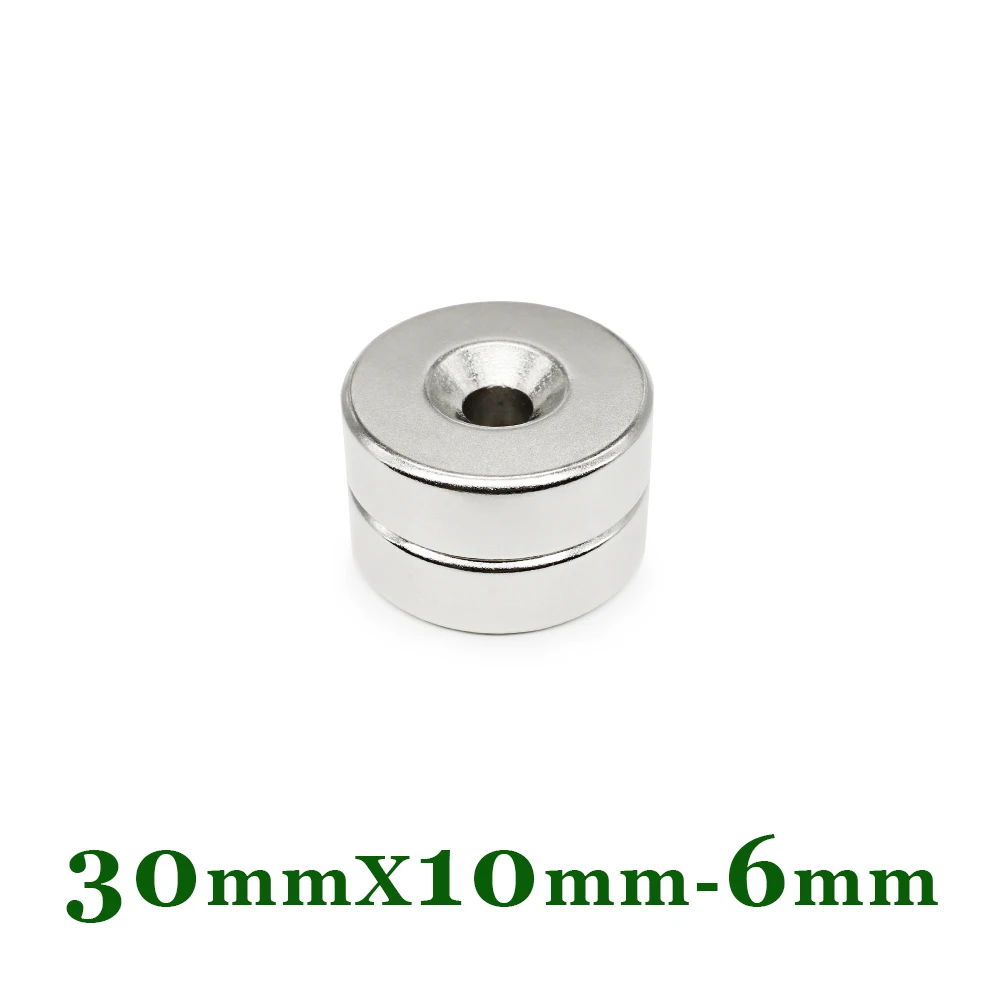 Imanes potentes de neodimio, 30x10-6mm, agujero de 6mm, permanente,  redondo, avellanado, 30x10-6mm, 30x10-6mm, 1/2/5 Uds. - AliExpress