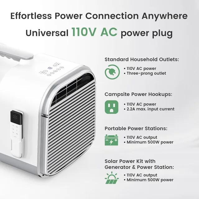 4500BTU portable air conditioner - ideal for tents, camping, and RVs, covering an area of up to 130 square feet 2