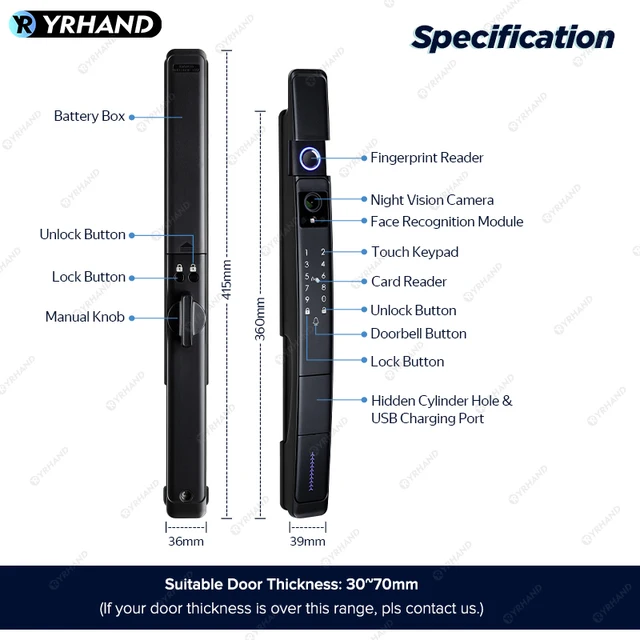 3D Face recognition lock Tuya wifi fechadura eletronico digital Waterpoof Visual intercom keyless unlock Sliding Smart Door Lock 6