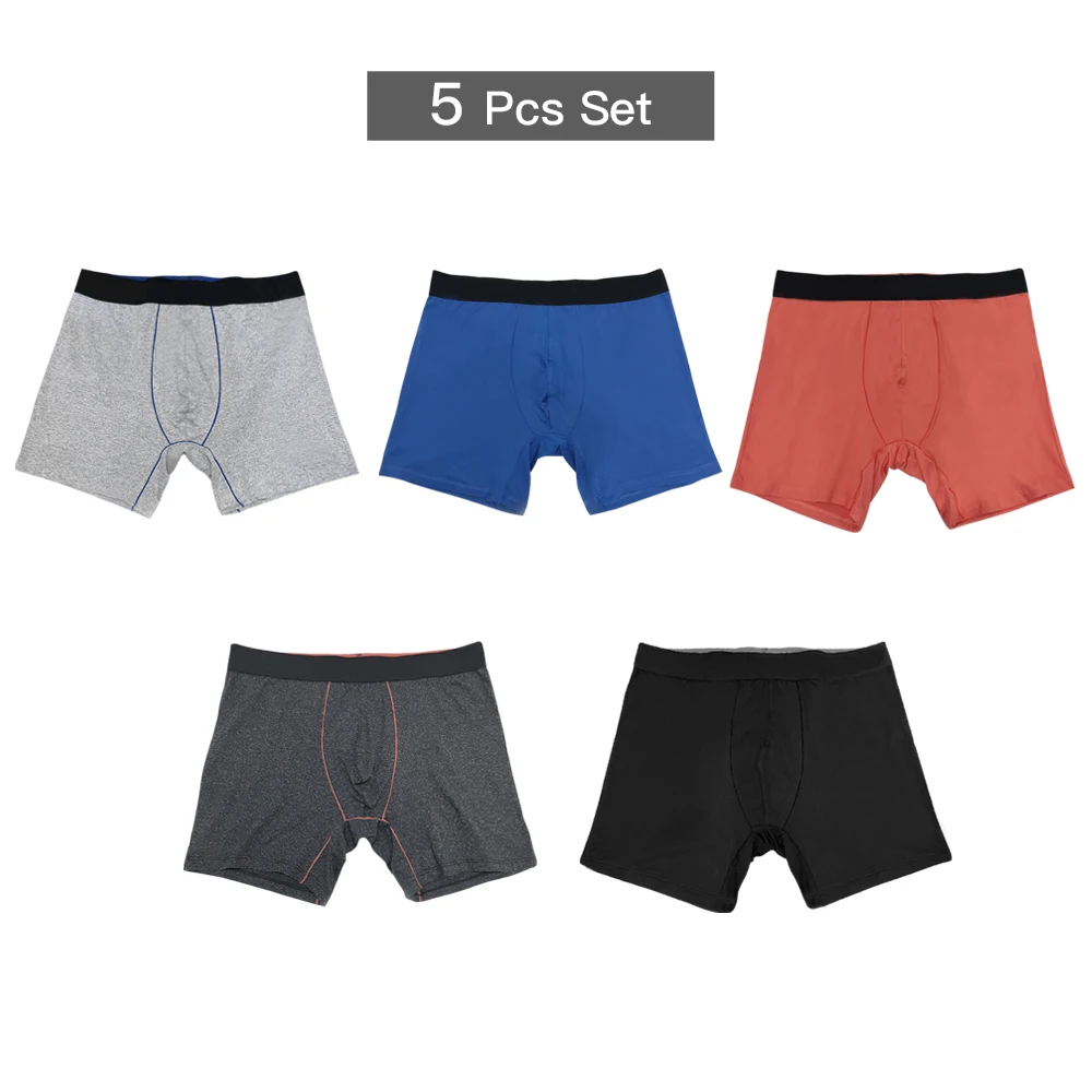 Hlizonn 남성용 수분 흡수 복서 브리프 울트라 소프트 노 플라이 벌지 파우치 언더웨어 대비 색상 레터링 디자인 6인치 인심