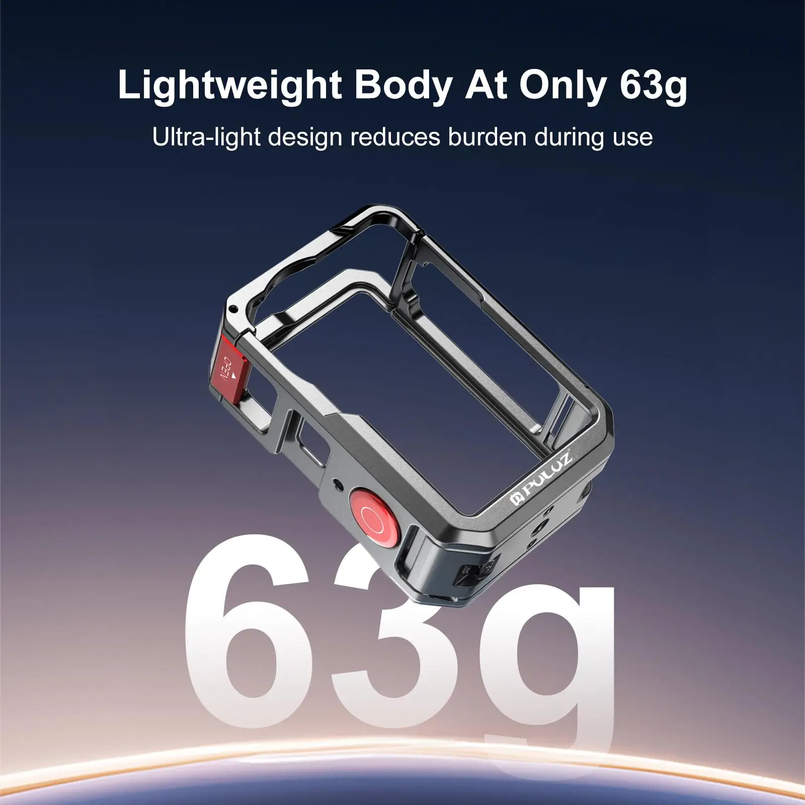 For DJI Osmo Action 6 PULUZ Metal Dual-Opening Camera Cage Expandable Frame with Silicone Lens Cap