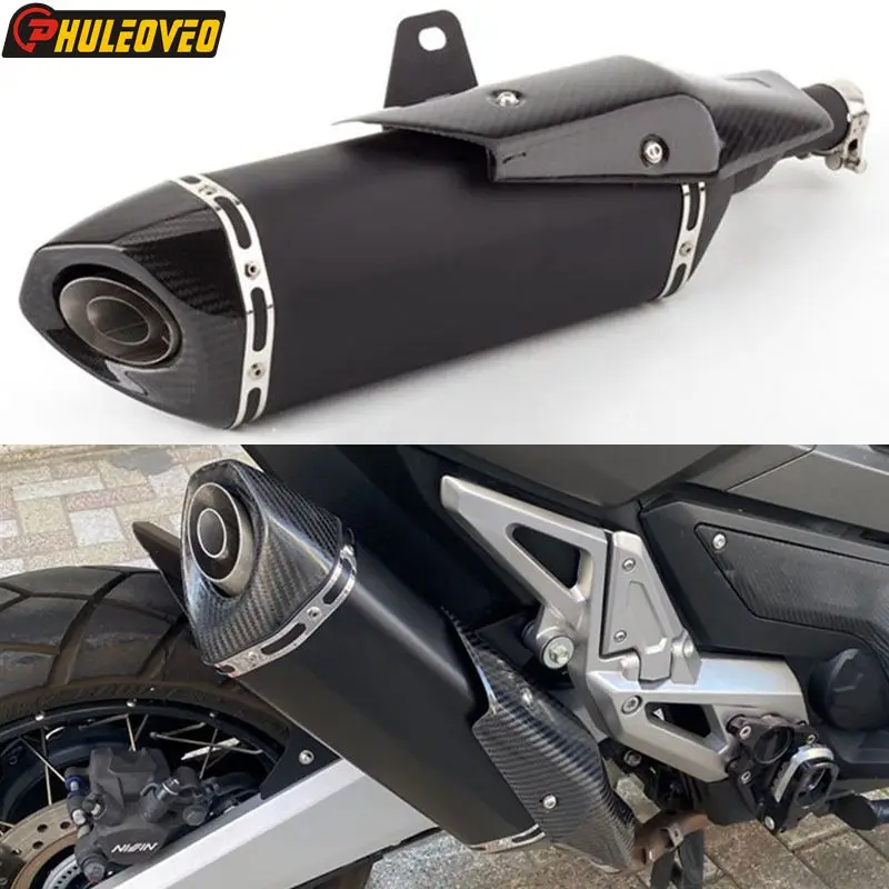 For Honda Forza 750 NSS 750 2021-2023 Slip on Motorcycle Exhaust Muffler Escape Moto DB Killer with Carbon Fiber Shield Cover