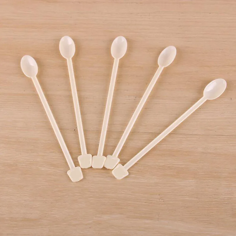 Description Picture 3 of item500/100Pcs Coffee Dessert Cake Spoons Plastic Spoon Safe Tea Coffee Ice Cream Stick Stirring Bar Disposable Spoons