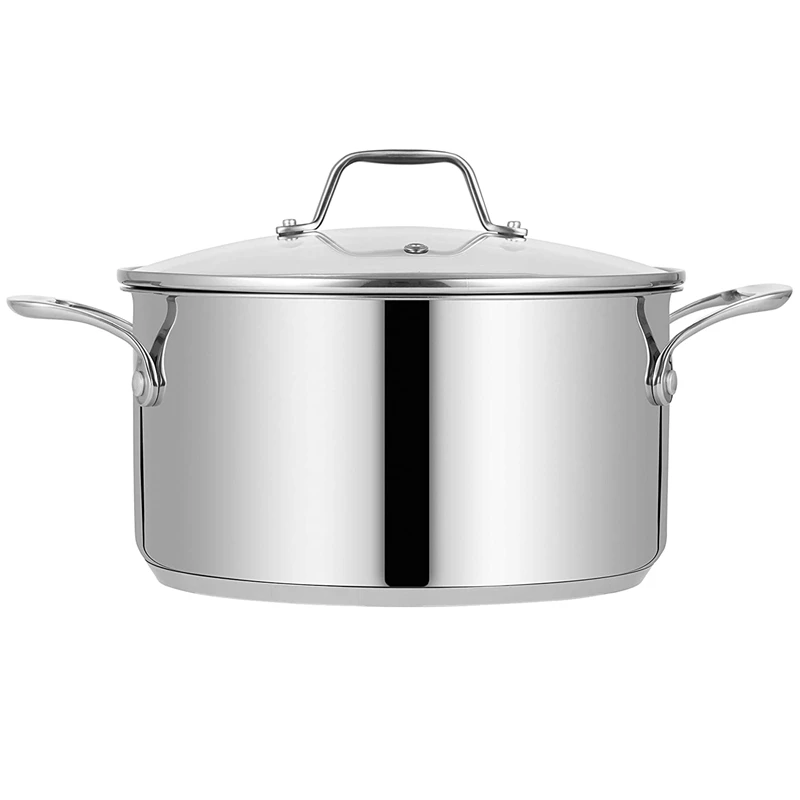 Olla revestida con tapa profesional para el hogar, grado de Chef, para sopa, caldo y Stock, Chile, cazuela, todas las superficies