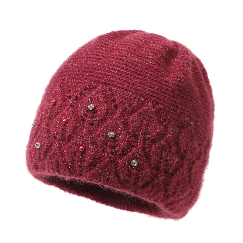 Elegante Winter Hut Weibliche Plus Veet Gestrickte Visiere Hüte Für Frau Mama Oma Kappe Herbst Mode Skullies Beanies_voghion.com