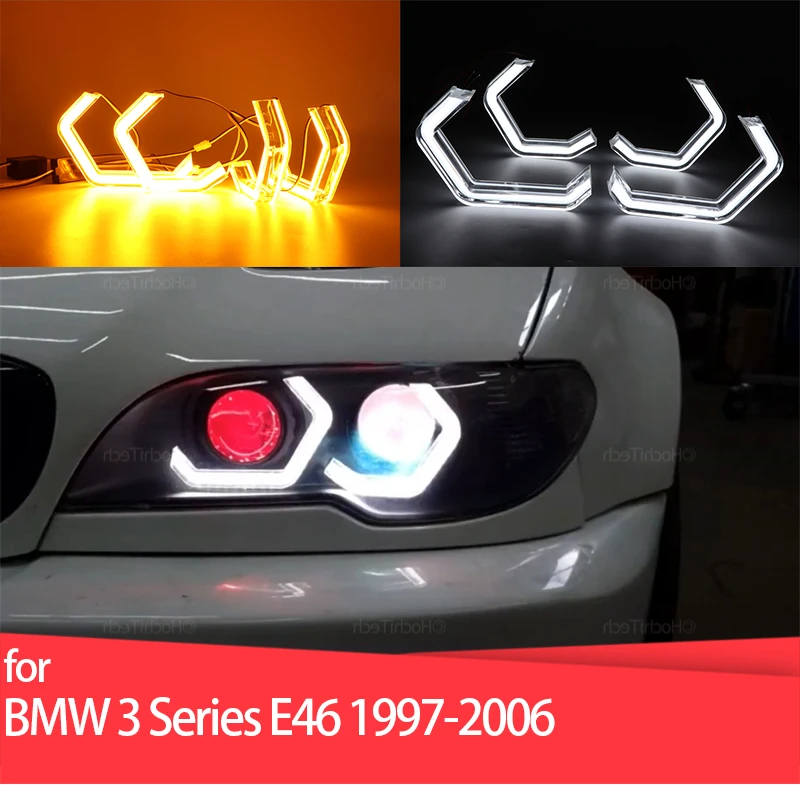 

Turn Signal M4 style White Yellow Halo Ring Angel Eyes LED Light for BMW 3 Series E46 316i 318i 320i 323i 325i 328 1997-2006