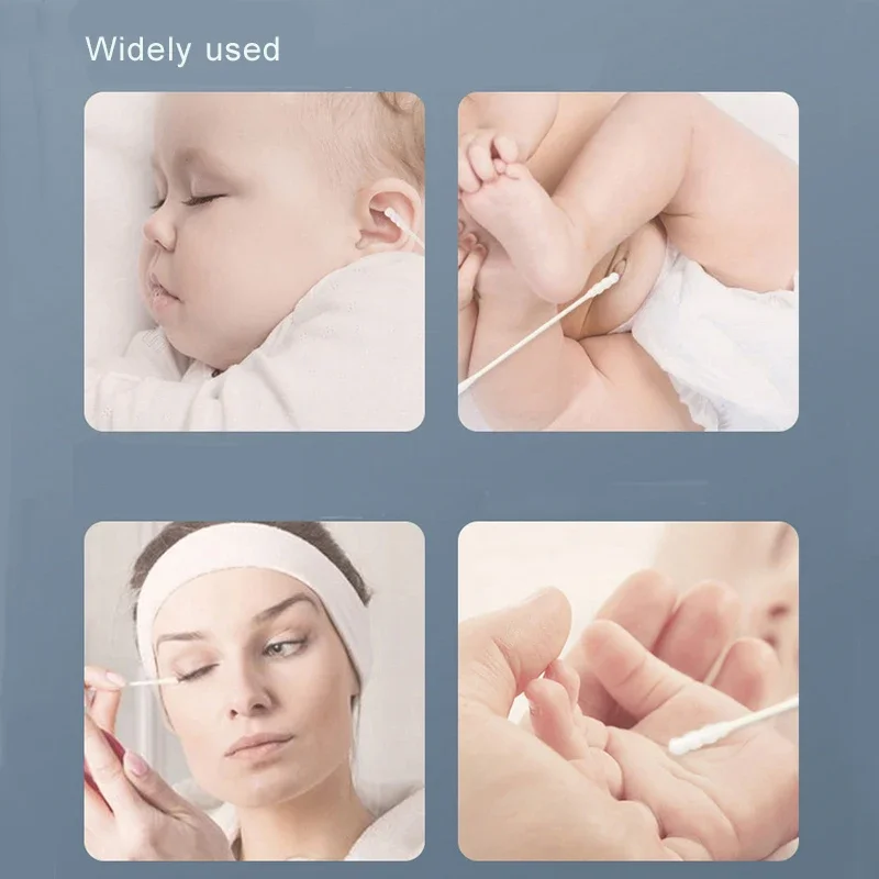 Multifunctional Cleaning Stick Baby cotton swabs Double-ended Sterile cotton swabs Spiral Head Ear and Nose 200pcs