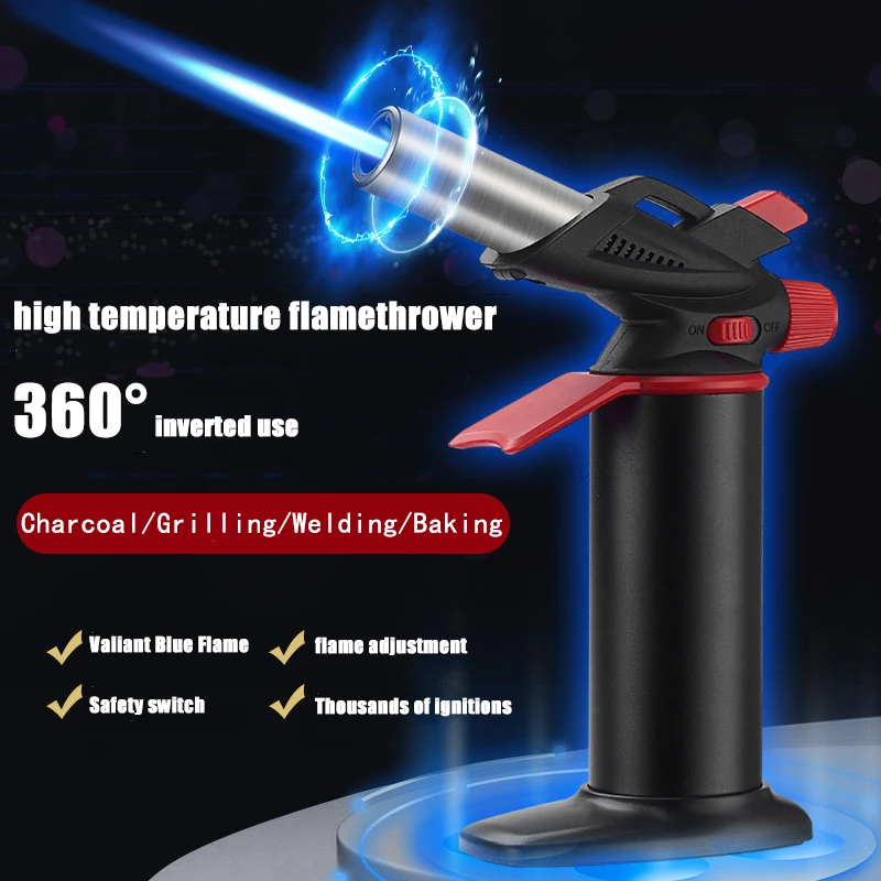 

Outdoor Baking Barbecue Lighter Double Spray Gun Torch Gas Jet Windproof Camping Lighters Turbo Butane 1300 C Kitchen Gadgets