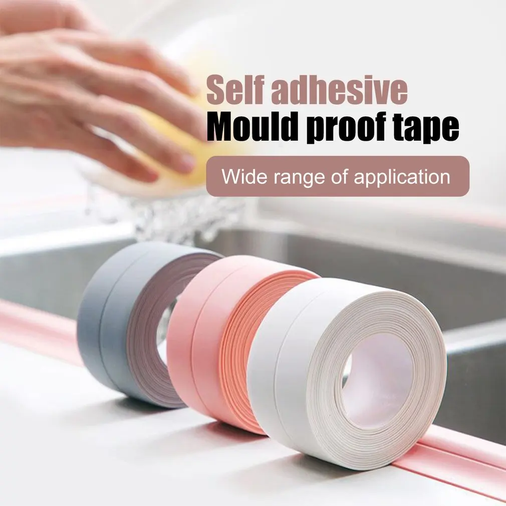 

Homehold Kitchen PVC Waterproof And Mildew Tape Kitchen Seam Moisture Seals Waterproof Strips Bathroom Toilet Gap Wall Stickers