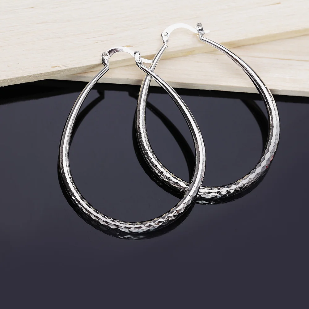 Special Offer Fashion 925 Sterling Silver Earrings for Women 4CM Big Circle Hoop Earrings High Quality Gifts Party Jewelry