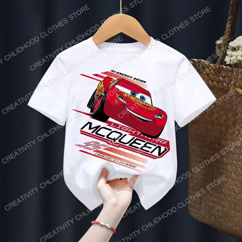New Summer Disney Cars Children T-Shirt Lightning McQueen Clothes Kawaii Anime Cartoons Kids Boy Girl Hip Hop T Shirt Casual Top 5