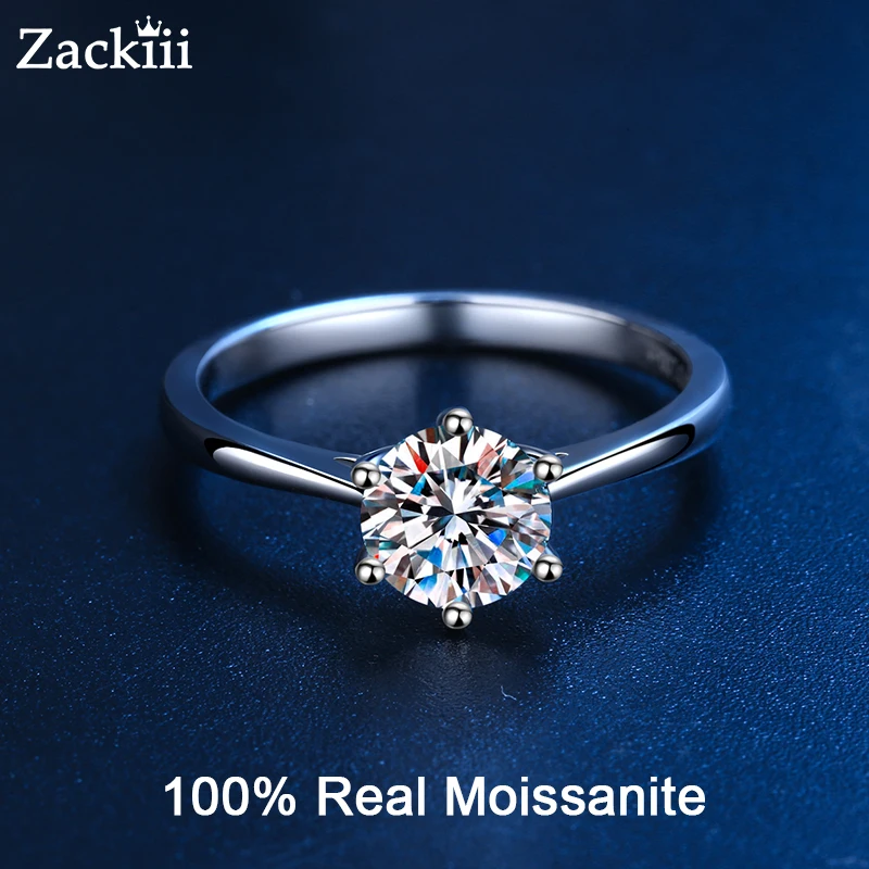 WAHZAUS Anillos De Moissanita De 5 Quilates Para Mujer, Anillos De Diamante De Moissanita VVS1 De Color D, Anillos De Compromiso De Boda Para Novia Madre Con Certificado, Gema, Moissanita