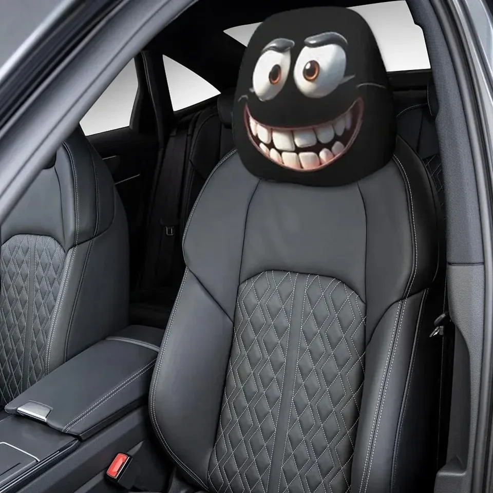Set of 2 Cartoon Headrest Covers with Eye Design - Festive Car Seat Protector for Halloween and Christmas