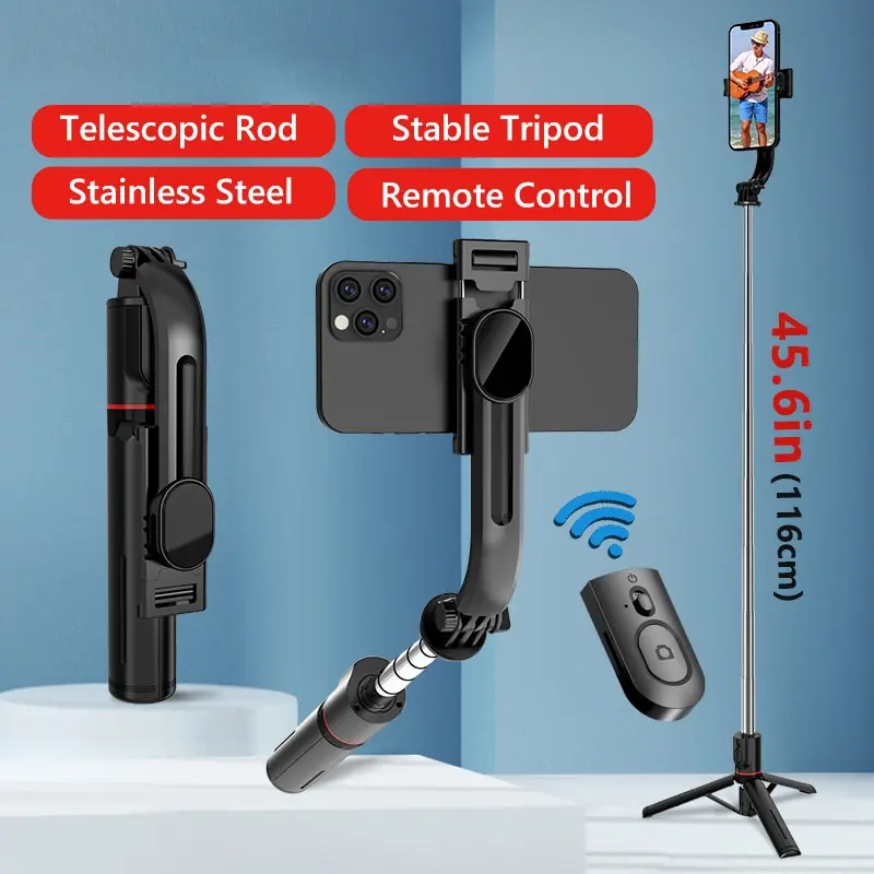 1130mm Extended Version Wireless Bluetooth Selfie Stick Foldable Tripod with Remote Shutter for Android IOS  Latest Hot