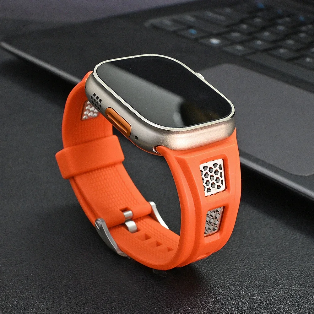 

Ремешок силиконовый спортивный для Apple Watch Ultra 1/2, 49 мм, 9, 8, 7, мужской браслет Correa для IWatch 45 мм, 42 мм, 44 серии 6, 5, 4, Se, мужской браслет