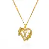 98906-38650b.jpg Colliers avec initiales de cœur et de fleur en Zircon pour femmes, en acier inoxydable, pour amoureux du cœur, couleur or, chaîne avec lettres, bijoux