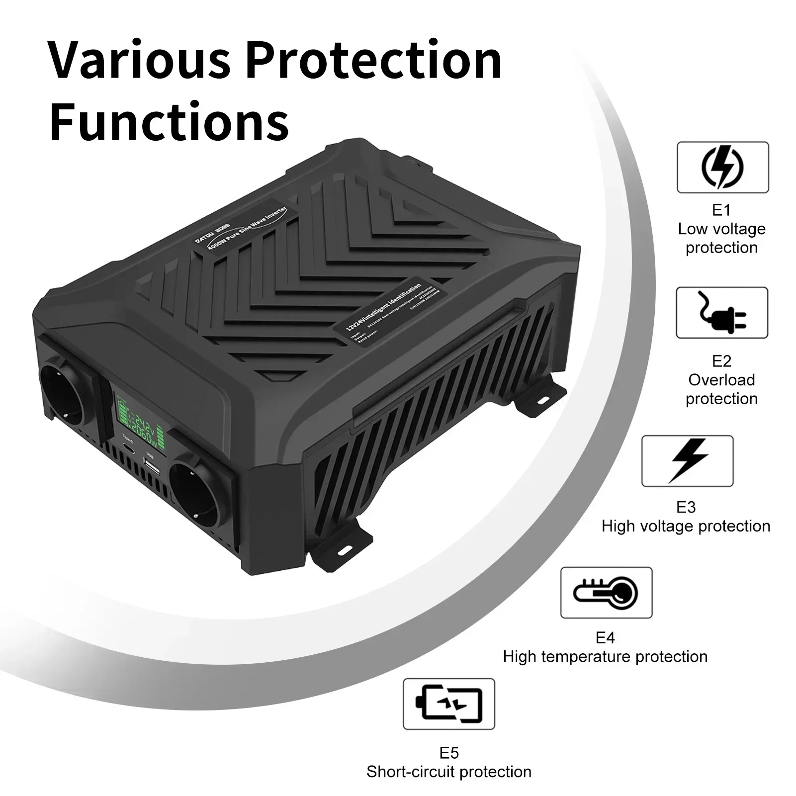 DATOU BOSS純正弦波インバーター 12v 24v 1200w 2300w 二電圧 DATOU BOSS純正弦波インバーター 12v 24v 1200w 2300w 二電圧