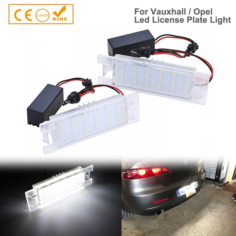 

2Pcs Error Free LED License Number Plate Light Lamps For Opel Astra H J K Corsa Zafira Insignia Vectra Meriva Adam or Vauxhall