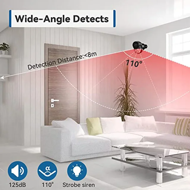 CPVAN Infrared Motion Detector for Home Burglary Security Protection Wireless Motion Sensor with Remote Control 125dB Sound 2