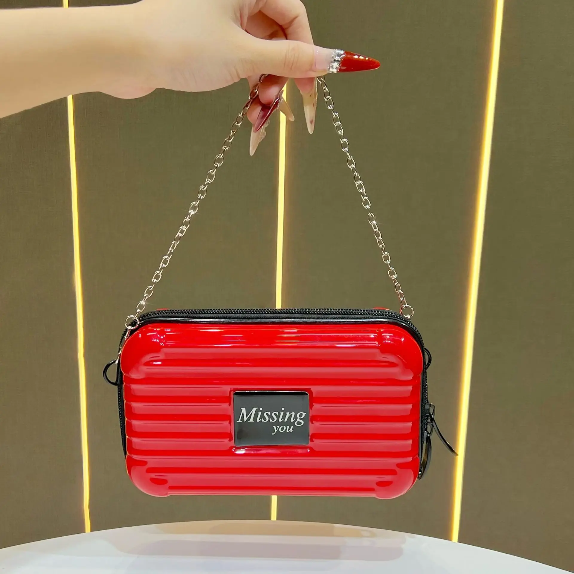 Mini borsa a forma di valigia Borsa da viaggio alla moda Borsa a tracolla Borsa impermeabile Borsa a guscio rigido Borsa da valigia Pochette - immagine 2