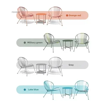 Layout dell'area per il tempo libero del balcone Set da conversazione nel patio di design Tavolo e sedie da esterno Set da tre pezzi Poltrona in rattan da cortile b 1