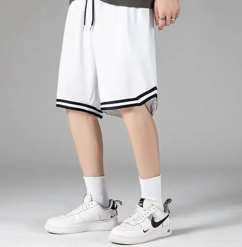 streetwear 남자 농구 반바지 루즈 피트 여름 경량 운동복 트렌디 아이스 실크 빠른 건조 캐주얼 반바지 조깅 M-5XL