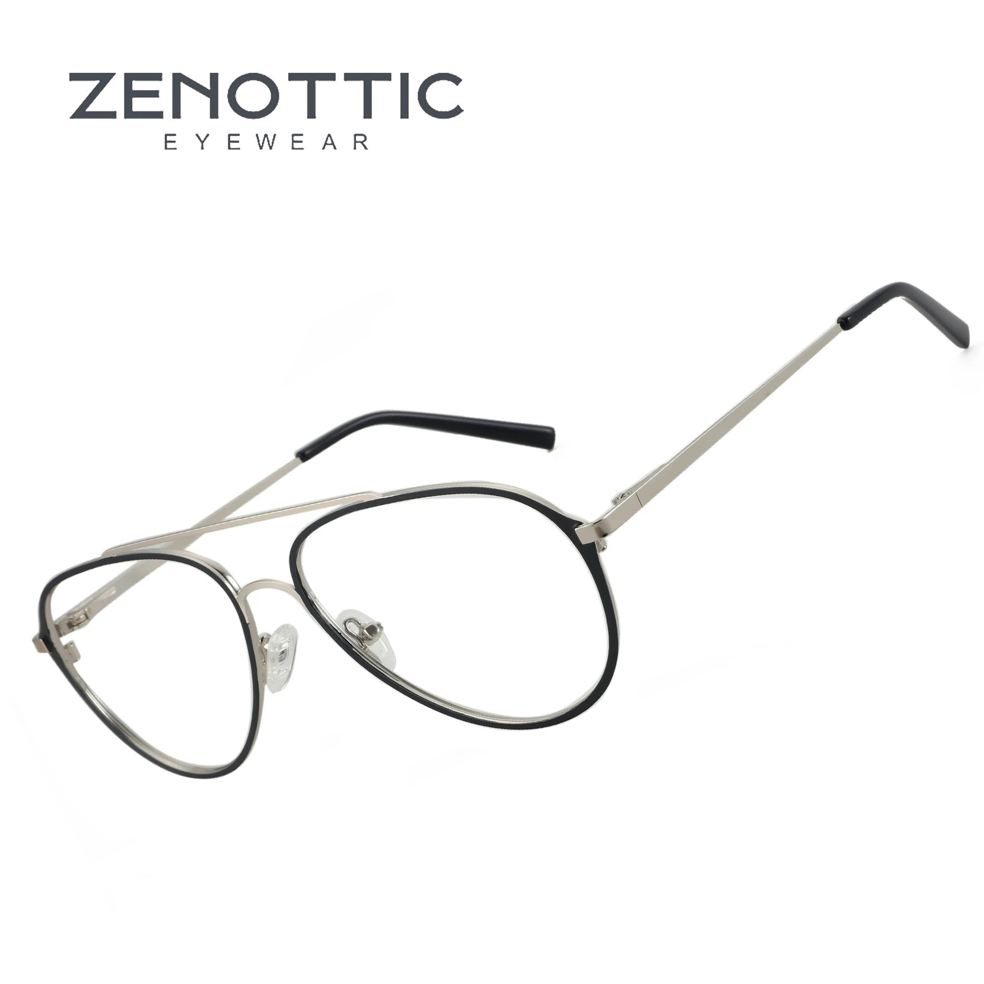 ZENOTTICNewFashionPilotOpticalGlassesDoubleBridgeEyewearMen