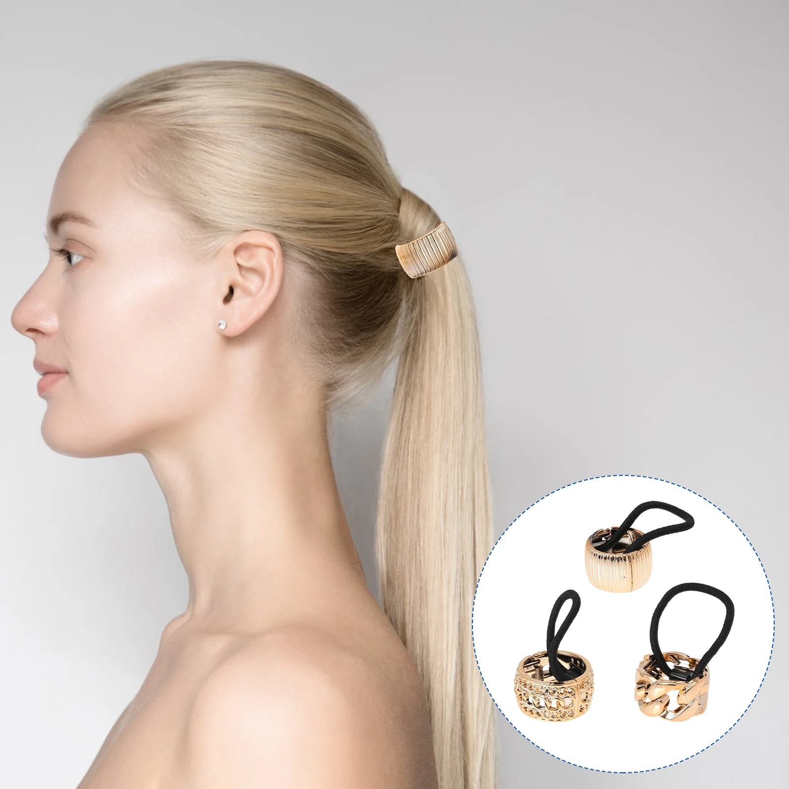 

6 Pcs Elasticity Ponytail Button Women's Hair Pins Cuff Resin Buckle Holder Tie