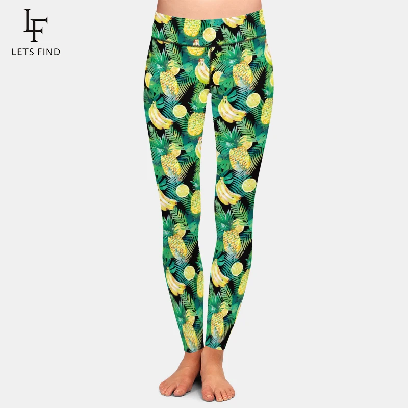 

LETSFIND New Design 3D Fruits Print Banana Pineapple and Lemon Women Leggings High Waist Fashion Comfortable Leggings