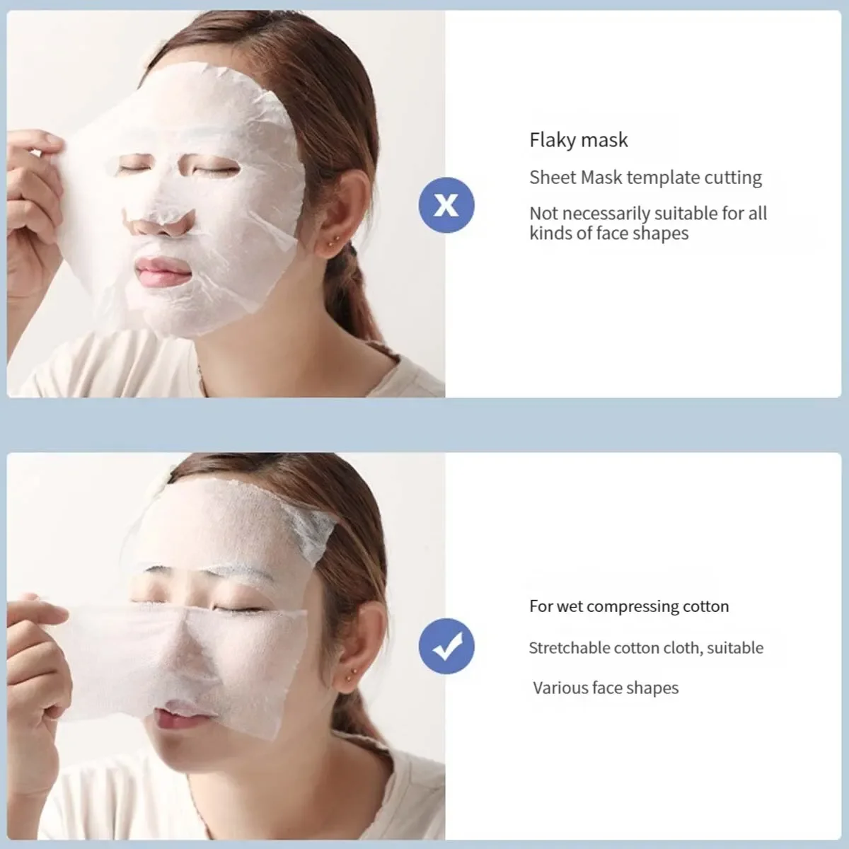 200PCS Wet Cotton Stretch Disposable Water Saving Cotton Pad Portable Makeup Removal Cotton Piece Breathable Facial Mask Paper 2