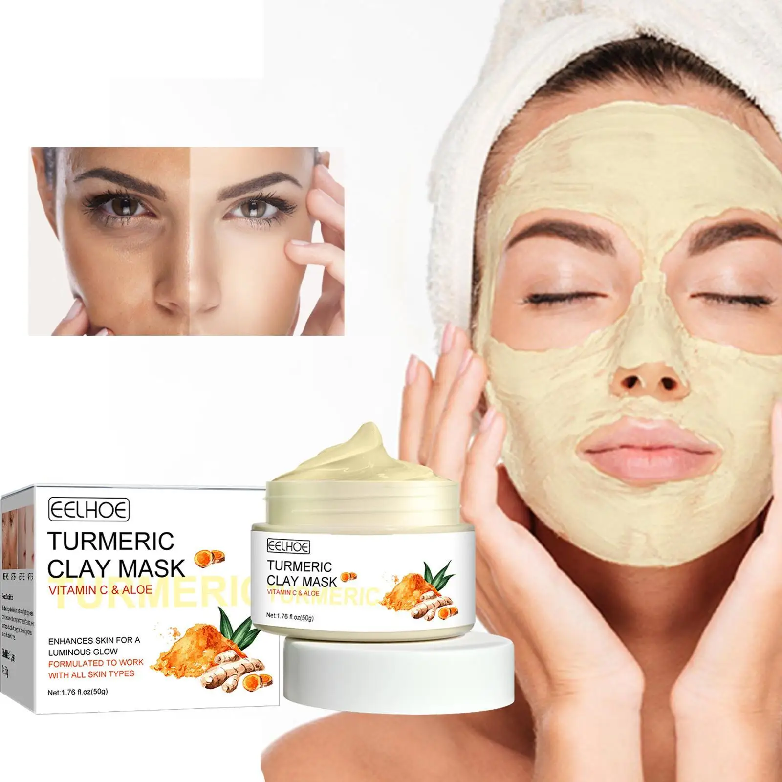 Turmeric Whitening Freckle Facial Mask Remove Acne Lighten Dark Spot
