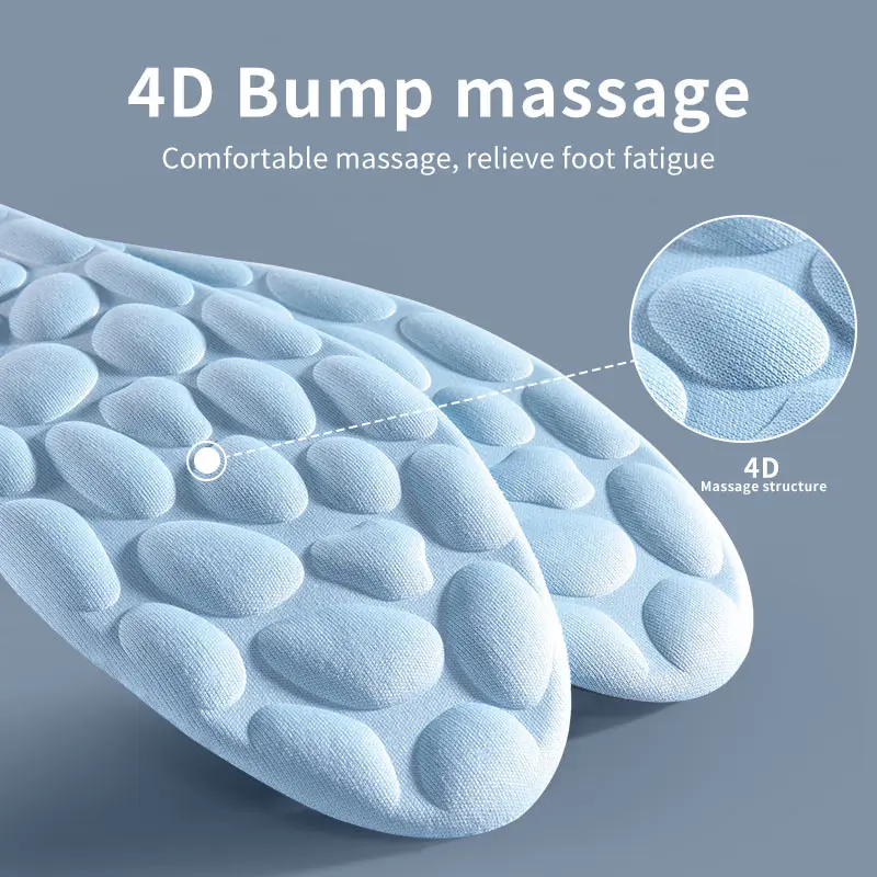 4D Sport Insoles for Shoes Women Men Deodorant Breathable Cushion Running Insoles for Feet Orthopedic Massage Running Care Pads
