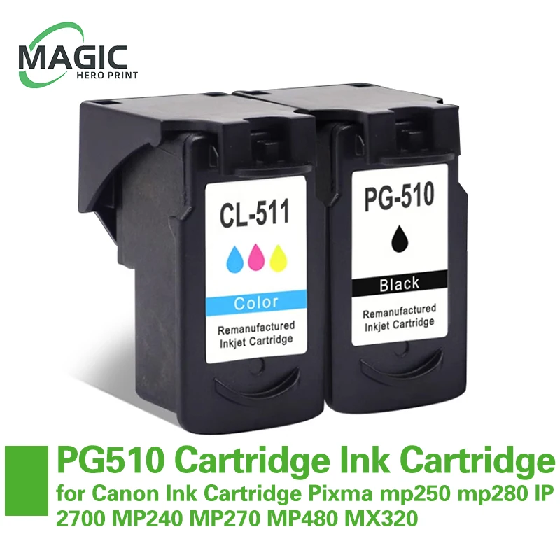 Pg510 Cl511 Compatibile Per Canon Pg-510 Pg 510 Cl 511 Cartuccia Di Inchiostro Pixma Mp250 Mp280 Ip2700 Mp240 Mp270 Mp480 Mx320