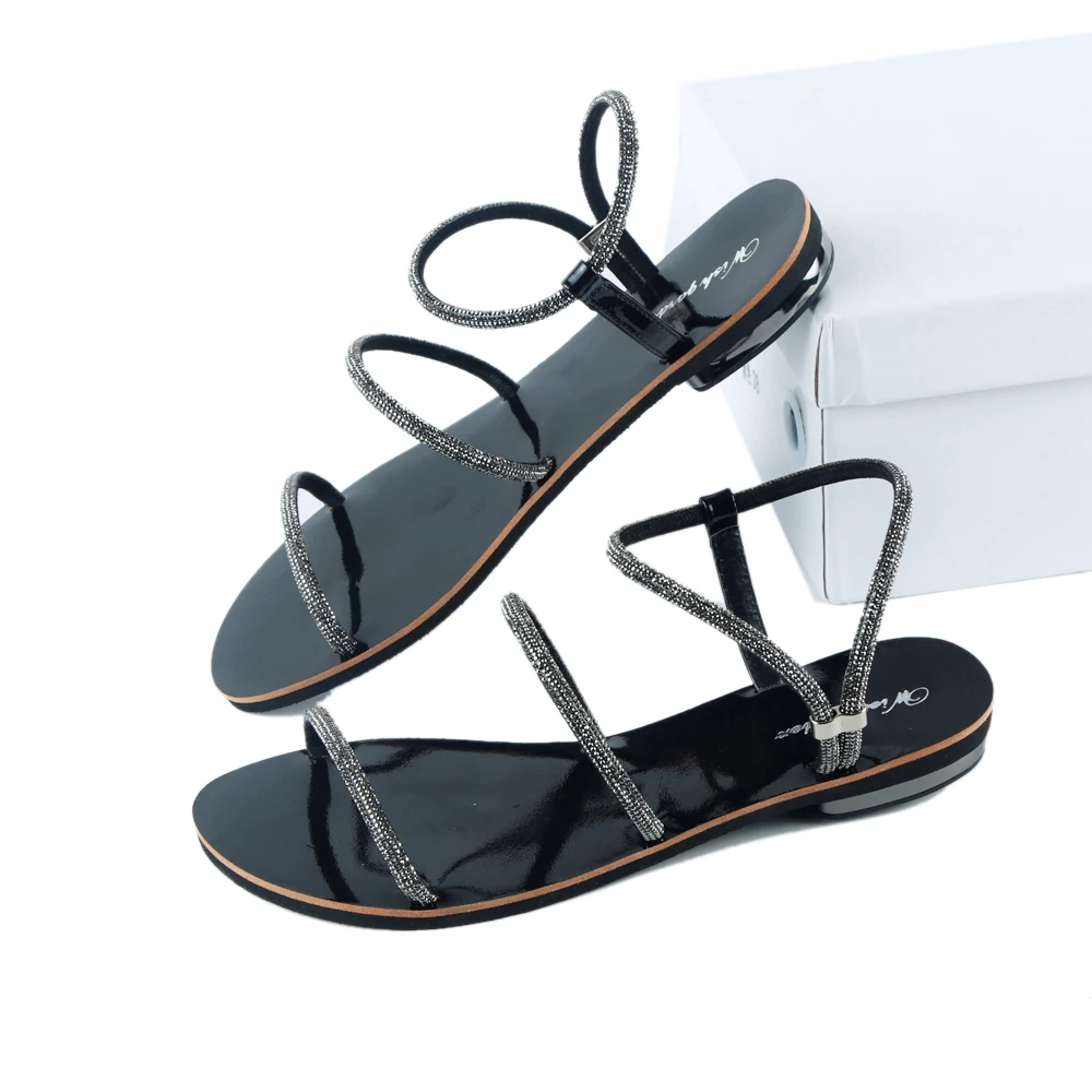 

Sandals Women's 2023 Summer Women's Flat Comfort Sandals Flat Fashion crystal Sandals Beach Trend One-Line Buckle Women's Shoes