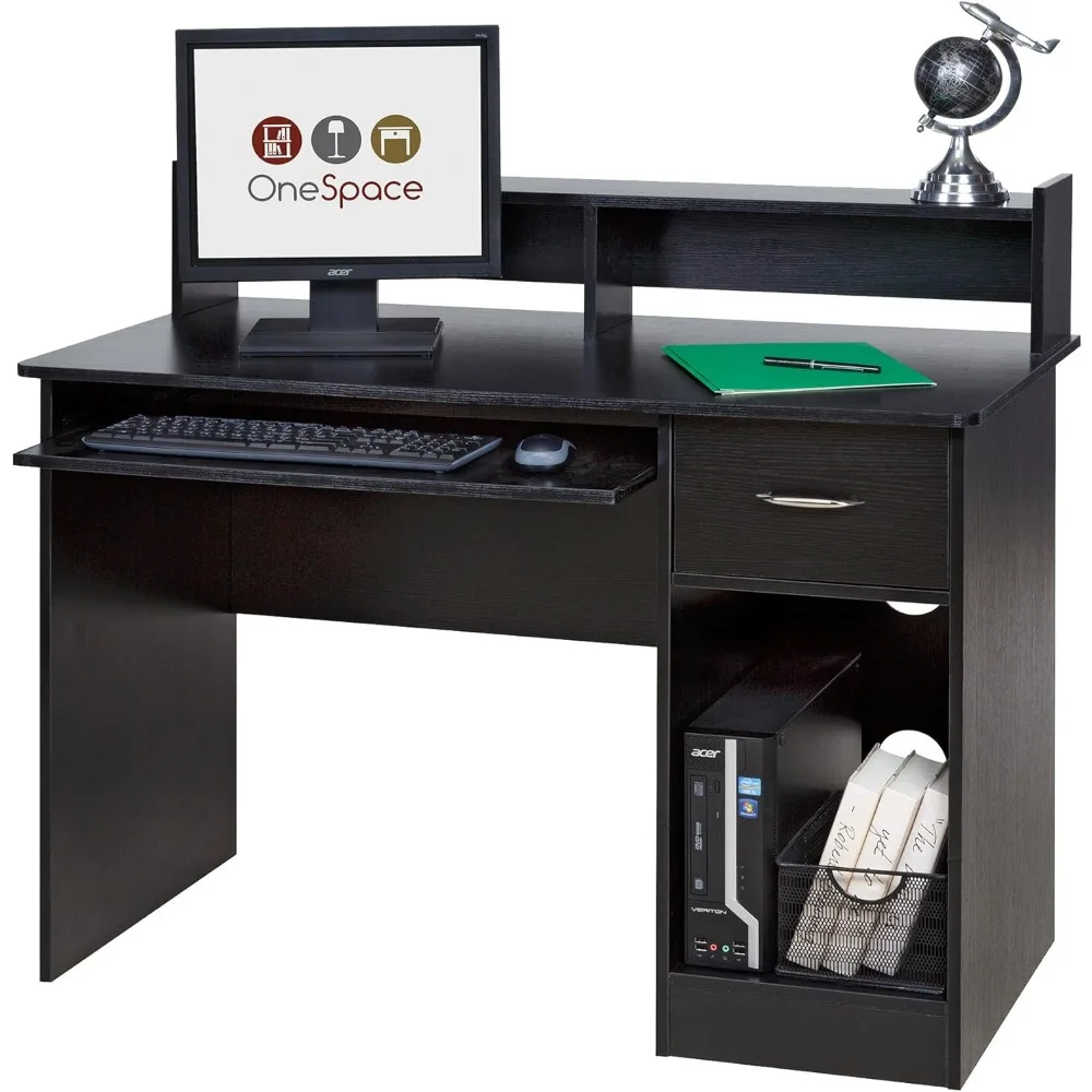 OneSpace Essential Computer Desk Hutch with Pull-Out Keyboard