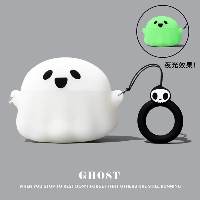 Cartoon 3D Ghost Silicone Earbud Protective Case - Shockproof Soft Cover Sleeve