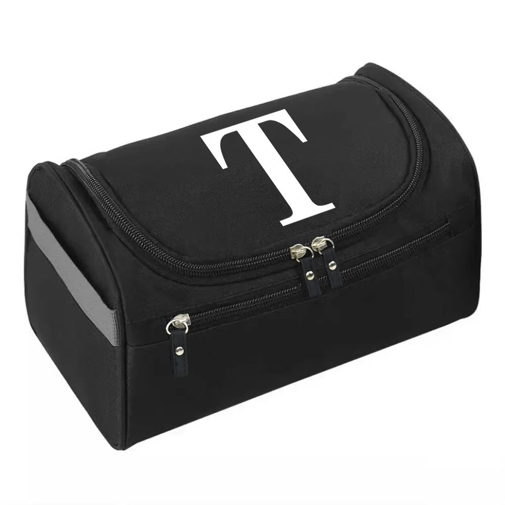Functional Travel Cosmetic Bag Unisex Hanging Makeup Case Necessaries Organizer Storage Pouch Toiletry Bag White Letter Pattern 4